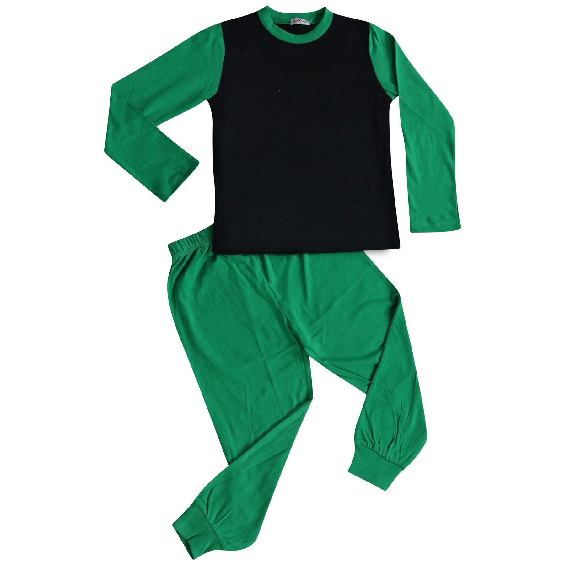 Kids Girls Boys Pjs Contrast Color Plain Stylish Pyjamas Set New Age 2-13 Years