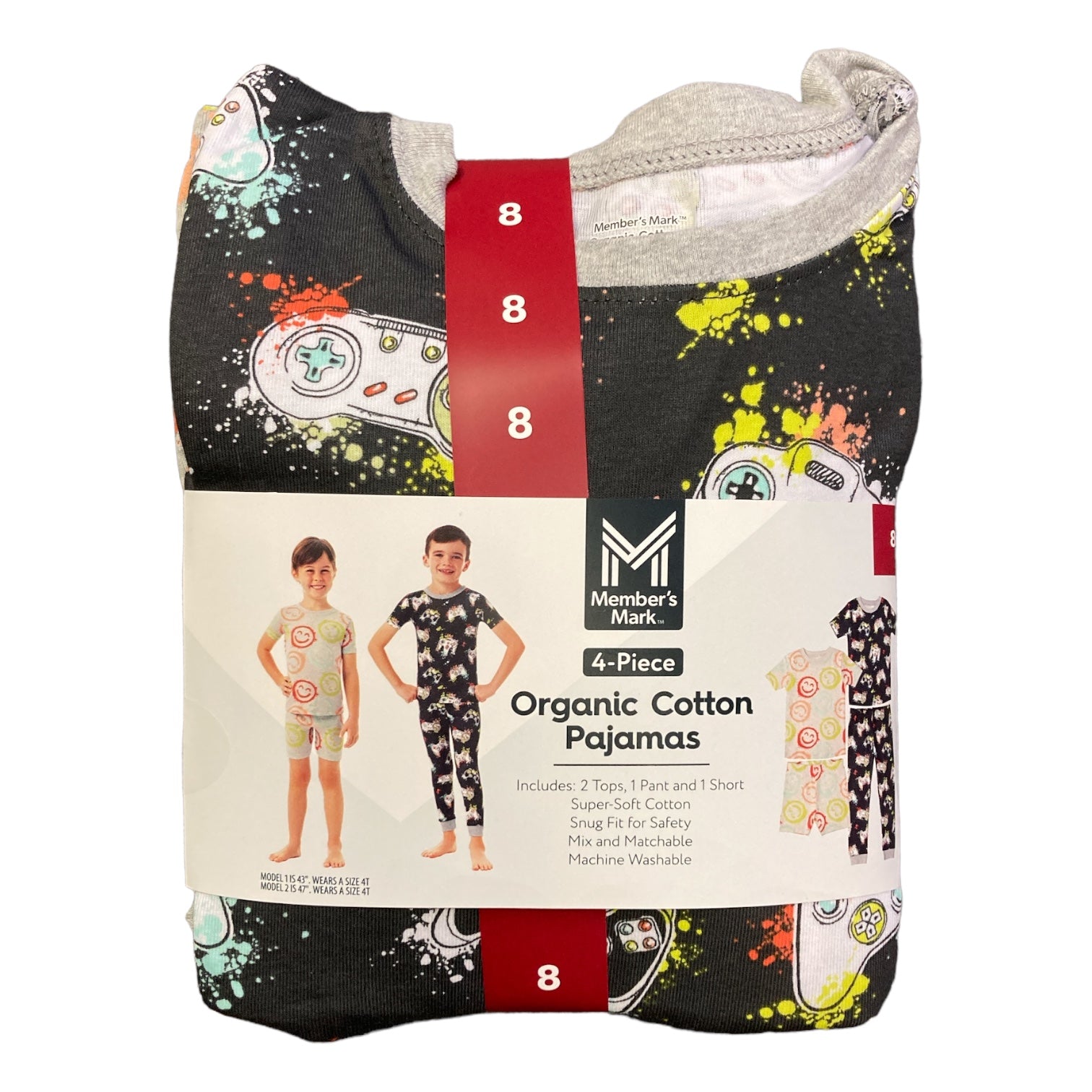 Member's Mark Boys 4 Piece Super Soft Organic Cotton Pajama Set