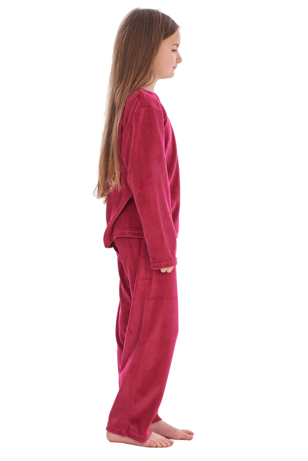 Girls Winter Pyjama Set Velvet Pineapple Motif Long Sleeve Warm Cosy PJ's