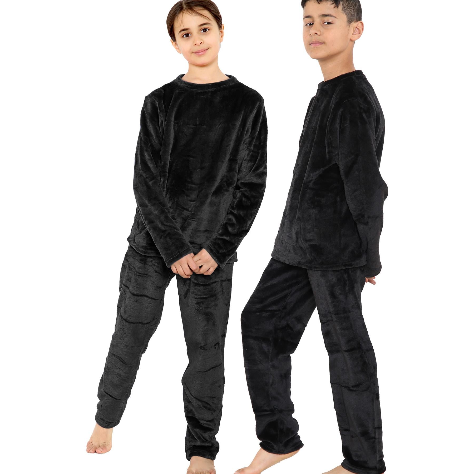 Kids Childrens Warm Fleece Pyjamas For Boys & Girls Sleepover 2 Piece Gift Set