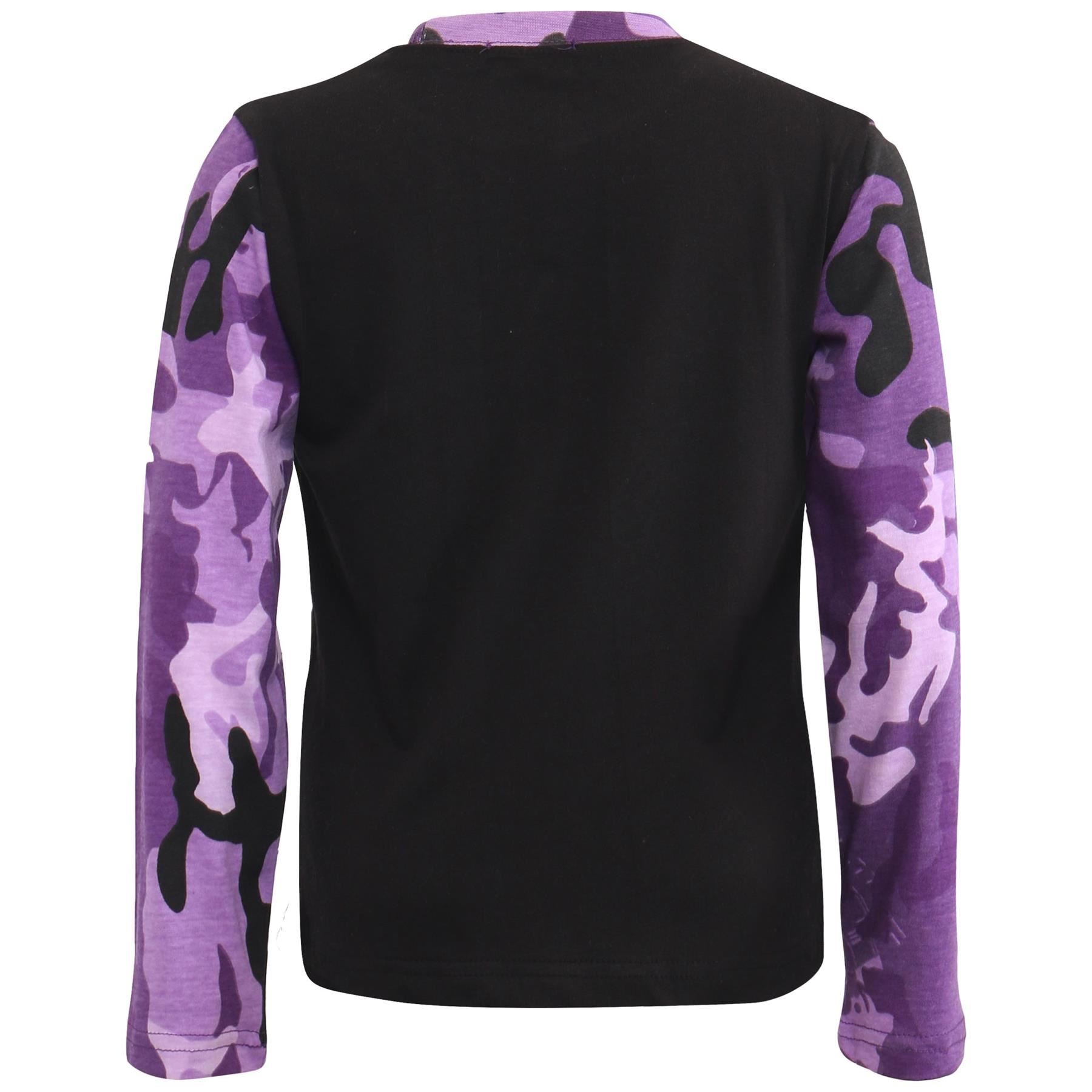 Kids Girls Plain Stylish Contrast Camo Purple Color Pyjamas Set Age 2-13 Years