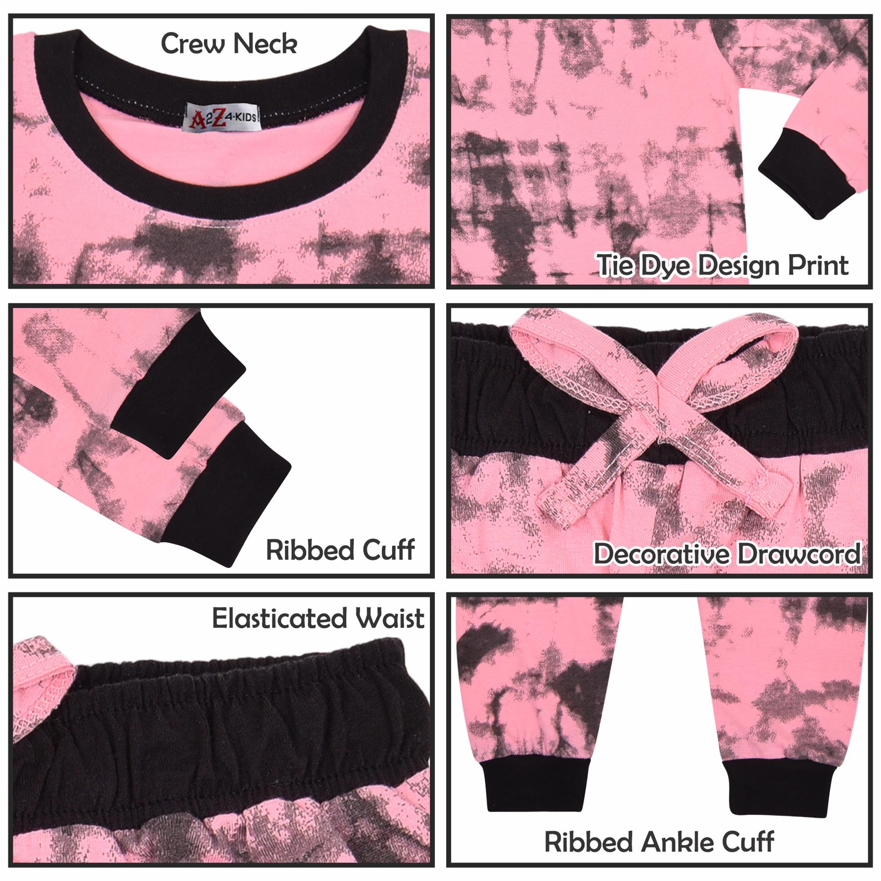 A2Z 4 Kids Girls Pyjamas Children PJs 2 Piece Set Tie Dye Baby Pink for Children