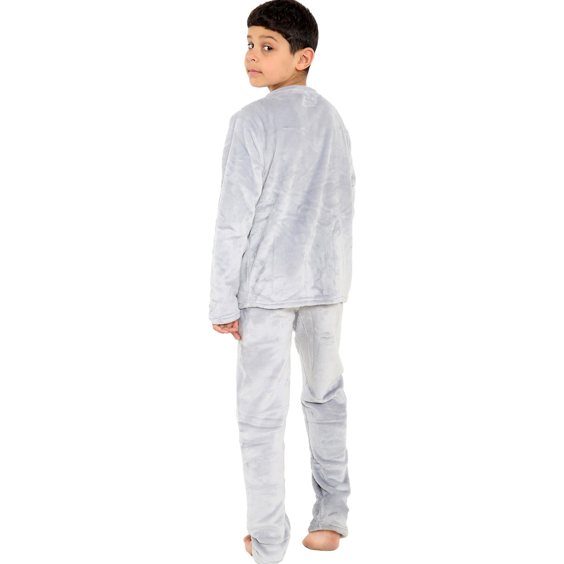 Kids Childrens Warm Fleece Pyjamas For Boys & Girls Sleepover 2 Piece Gift Set