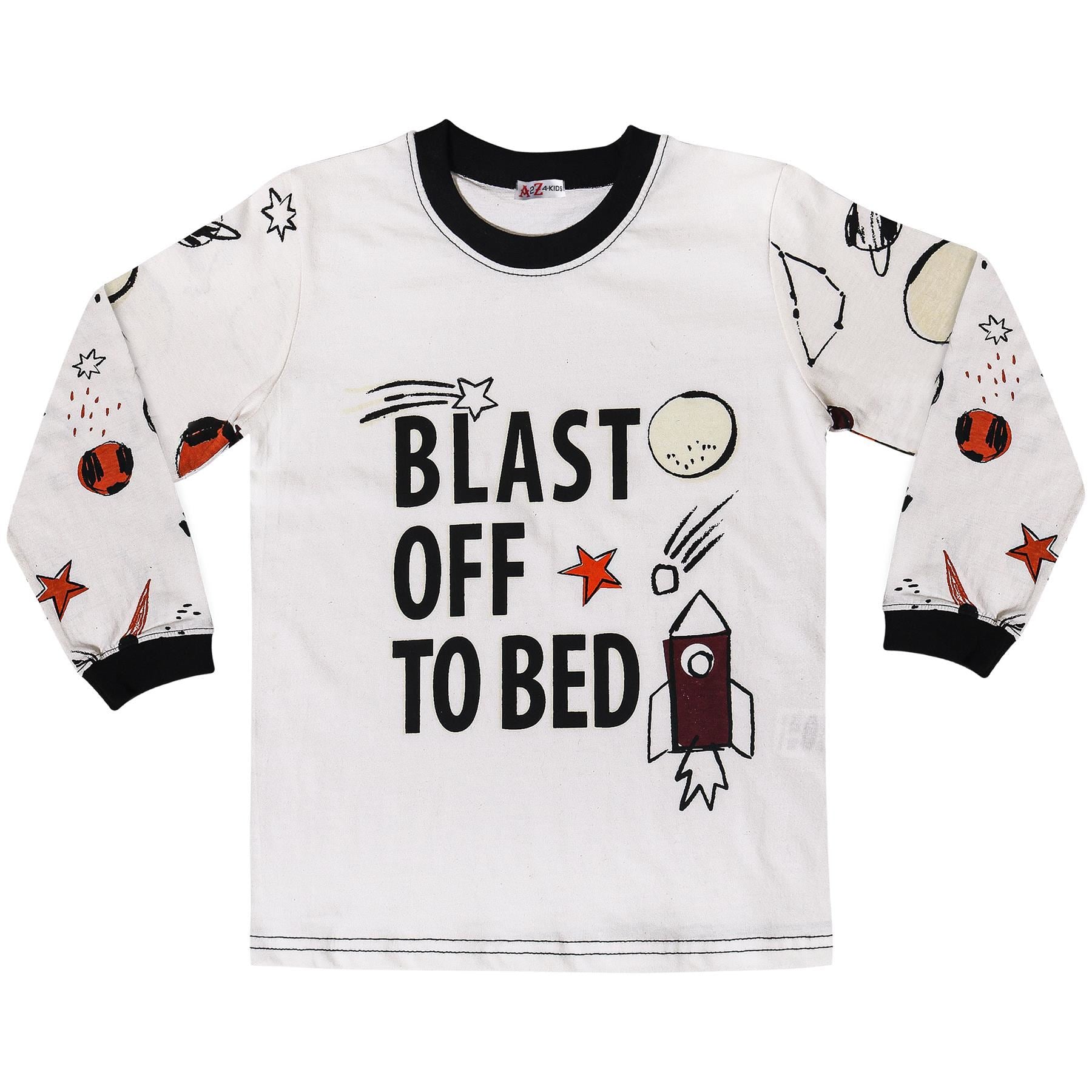 Kids Boys Rocket Spaceship Blast Off Pyjamas Children PJs 2 Piece Sleepwear Set
