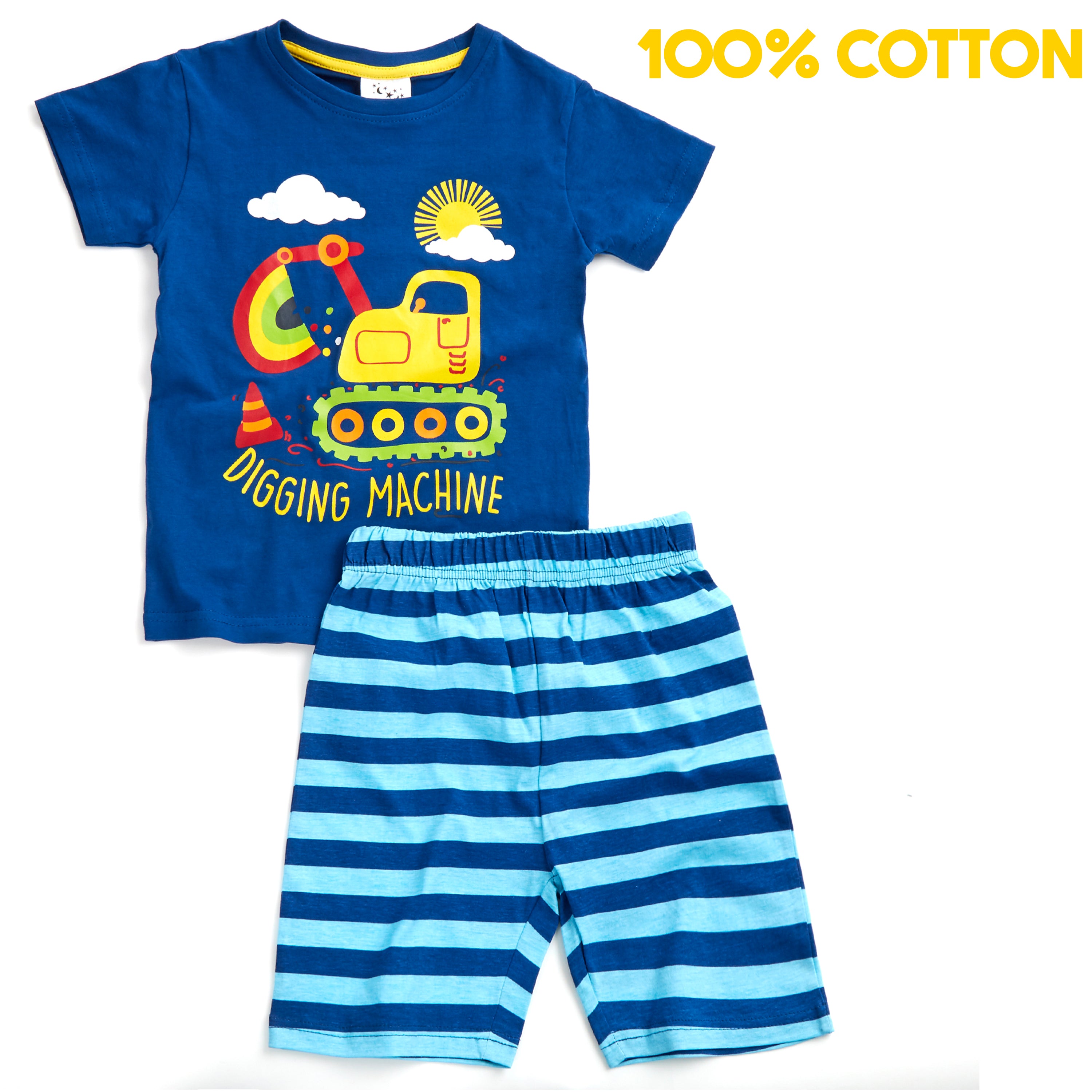 Boys 2 Piece Pyjama Set Cotton Rich PJs Summer T-shirt Shorts Set Age 2-13 Years