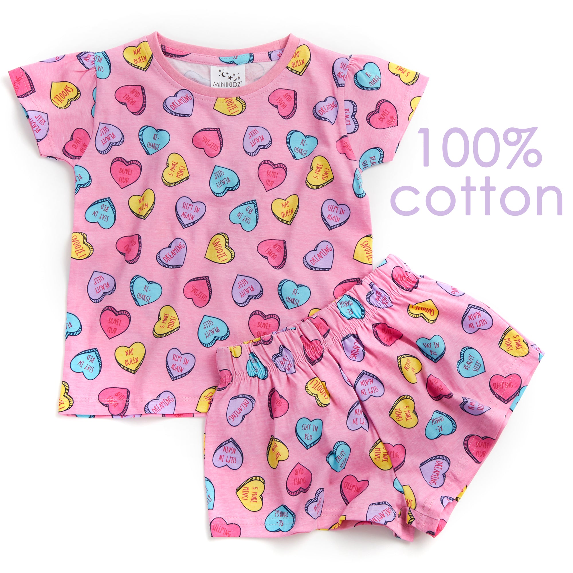 Girls Short Pyjamas Kids Jersey Summer Short Sleeved Pyjama Set Nightwear PJs UK