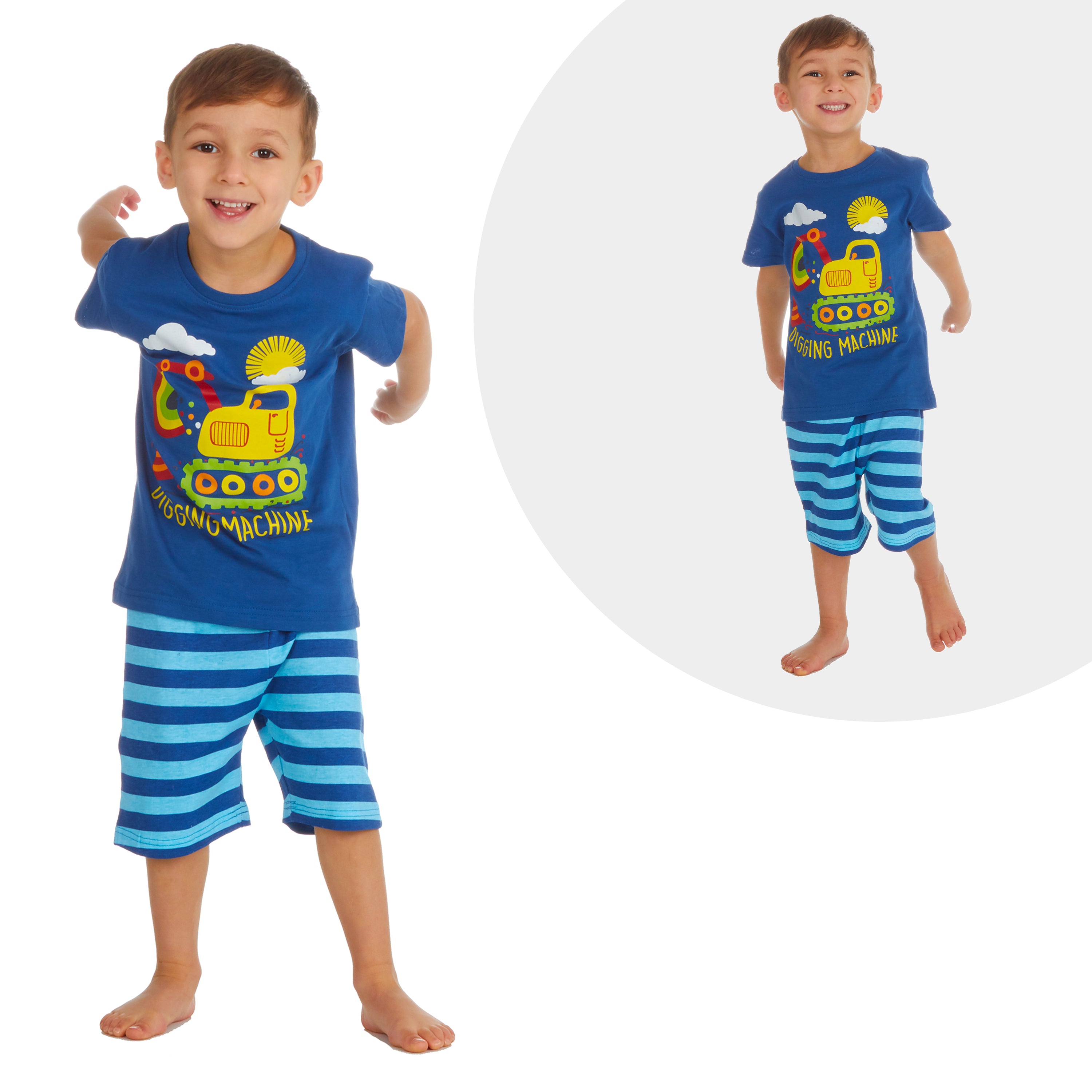 Kids Boys 2 Piece Pyjama Set Cotton Rich PJs Summer Pyjamas Jammies 2-13 Years