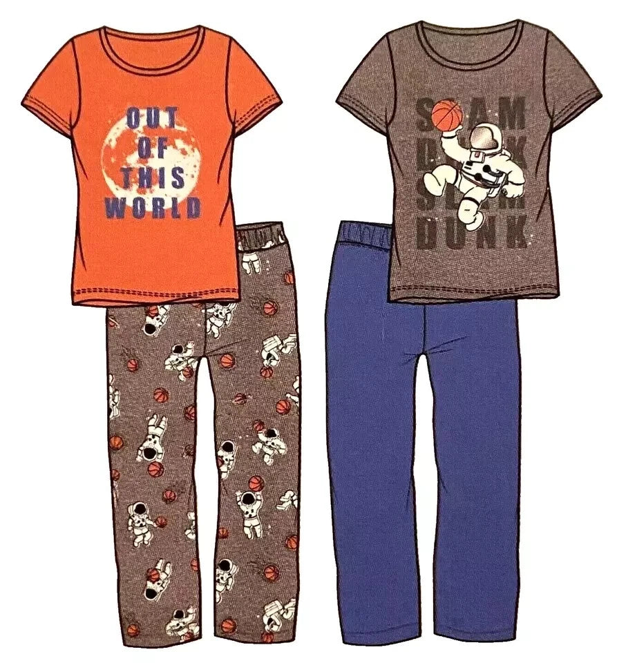2x PRIMARK boys pyjamas 2 piece set pyjamas with space motif glitter size 92-