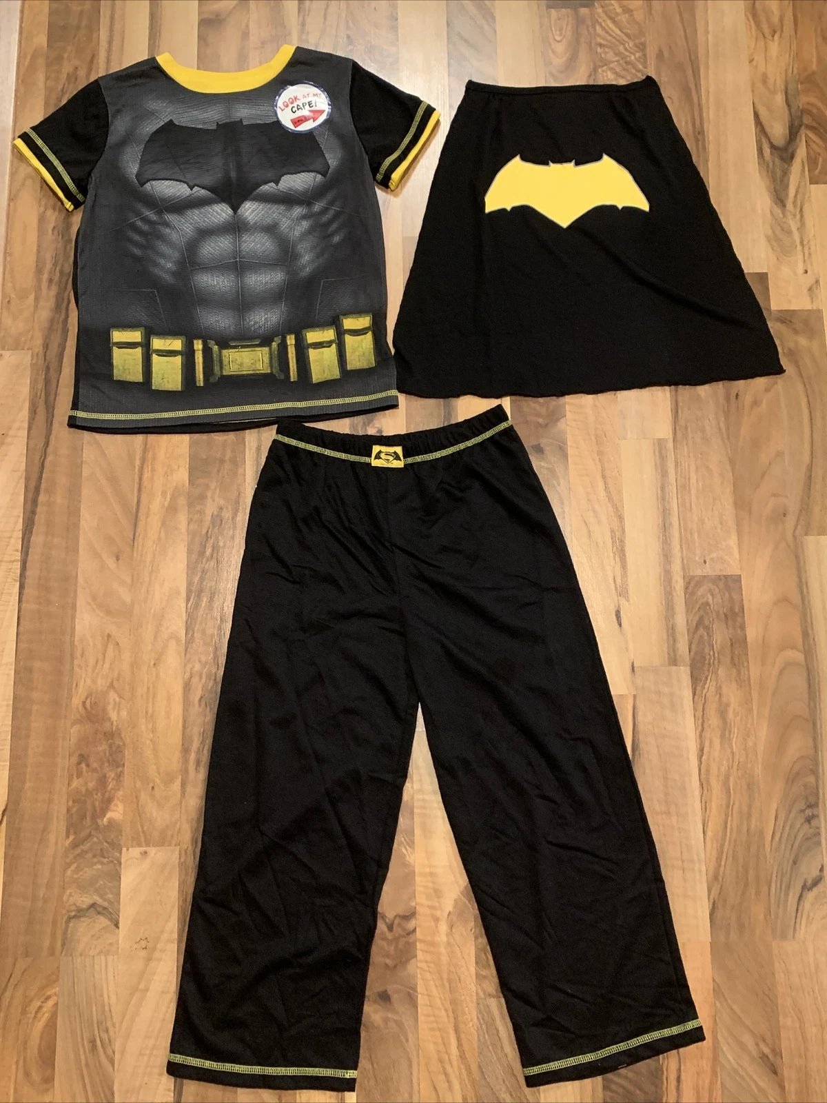 DC Comics Batman (Sz 7) Boys Character 3pc (Shirt, Pant, Cape) PJ Pajama Set