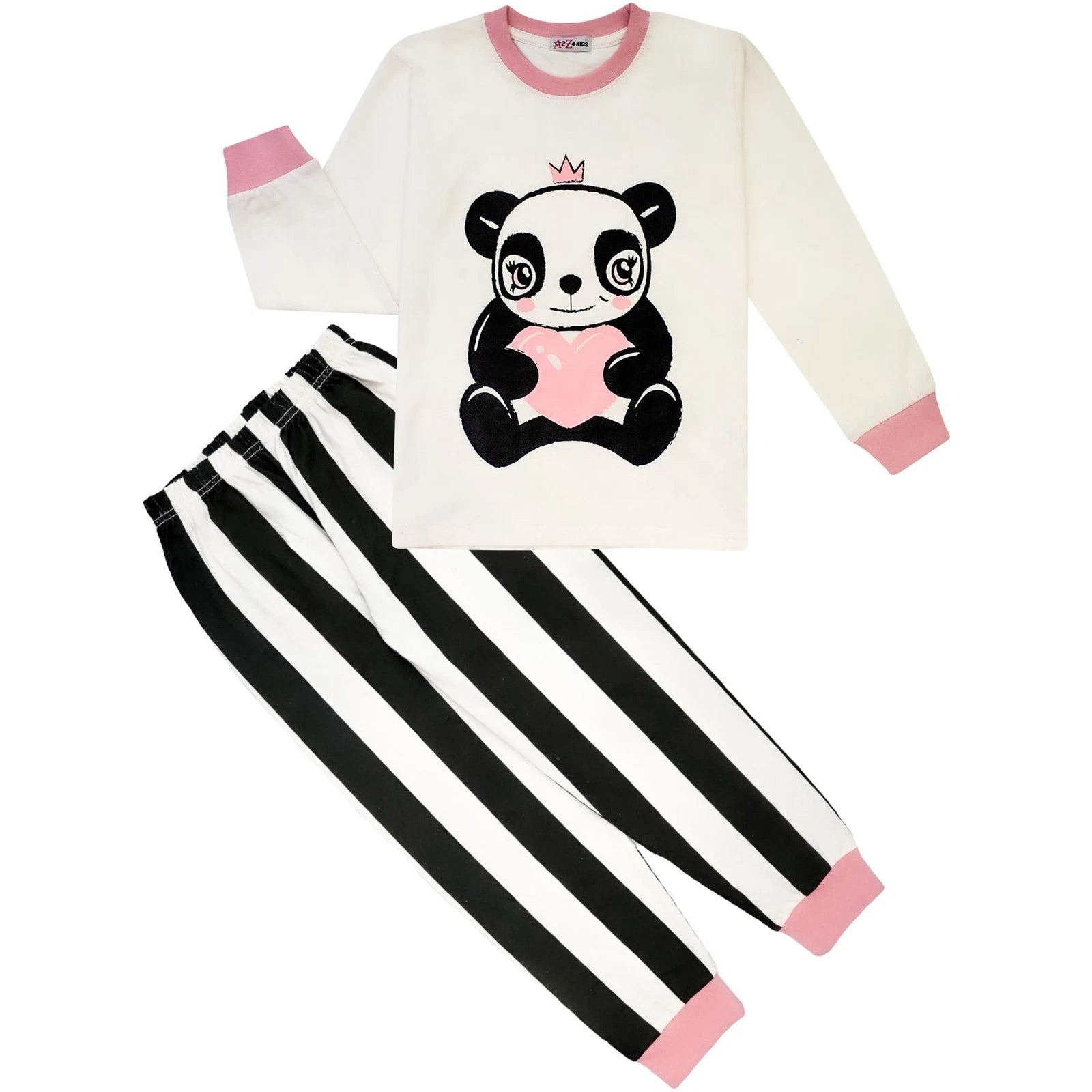 Kids Girls Boys Xmas Pyjamas Baby Pink Panda Animal Xmas Set Lounge Suit