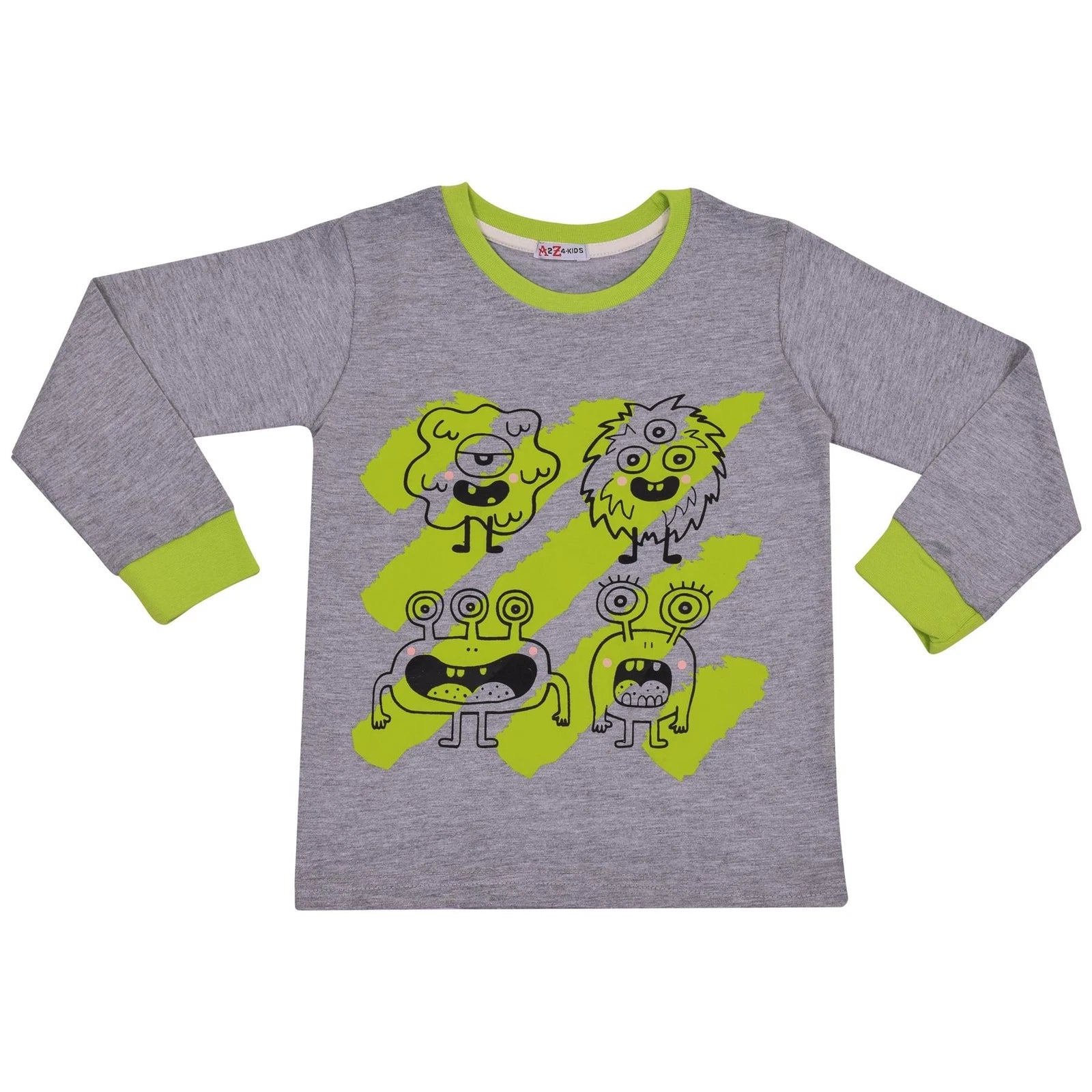 Kids Girls Boy Monster Pyjamas Children Grey 2 Piece Cotton Set