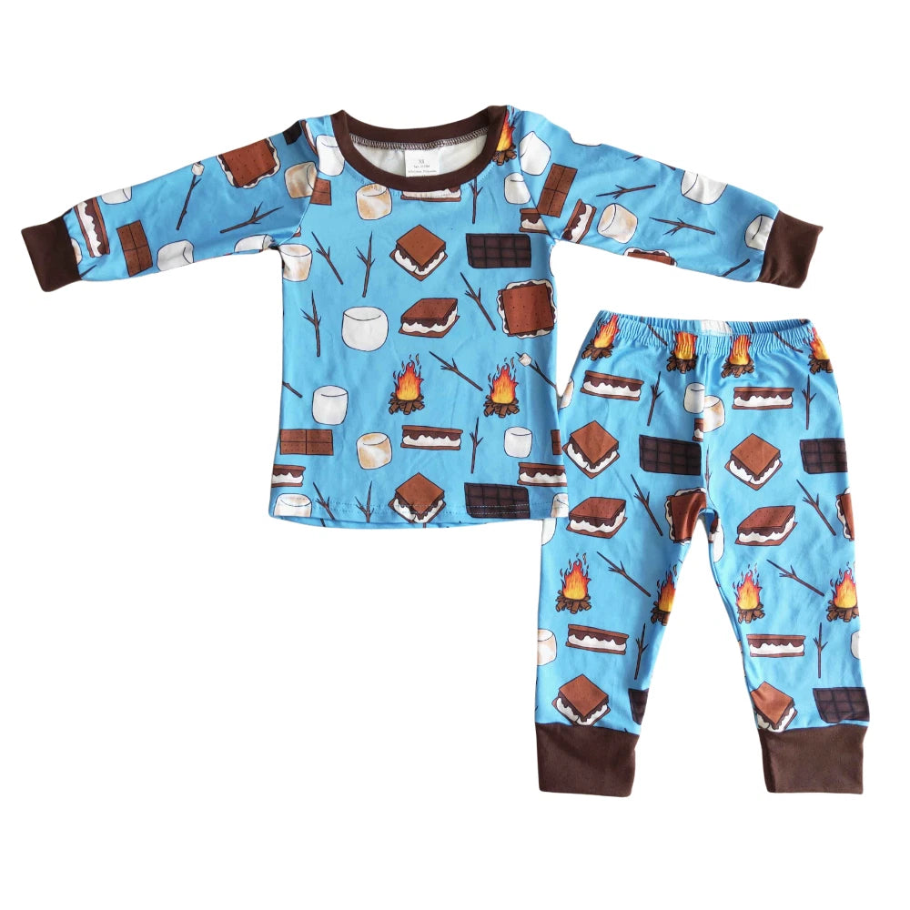 Kids S'more Long Sleeve Pajama Set 2pcs Sleepwear Girls Boys Siblings