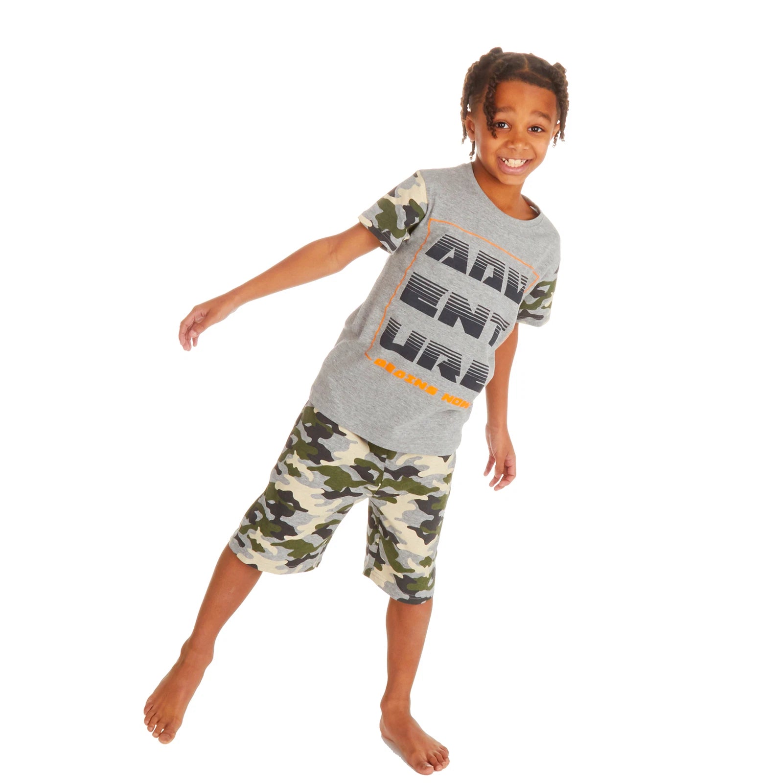 Boys Camo Short Sleeved Pyjama Set Adventure Army Theme Summer PJ's 2-13 Years