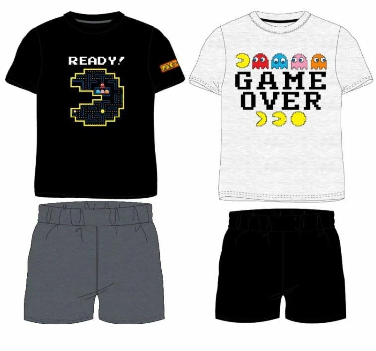 Boys PAC-MAN Gaming Short Sleeve Pyjamas pjs set, Official 7-12 yrs