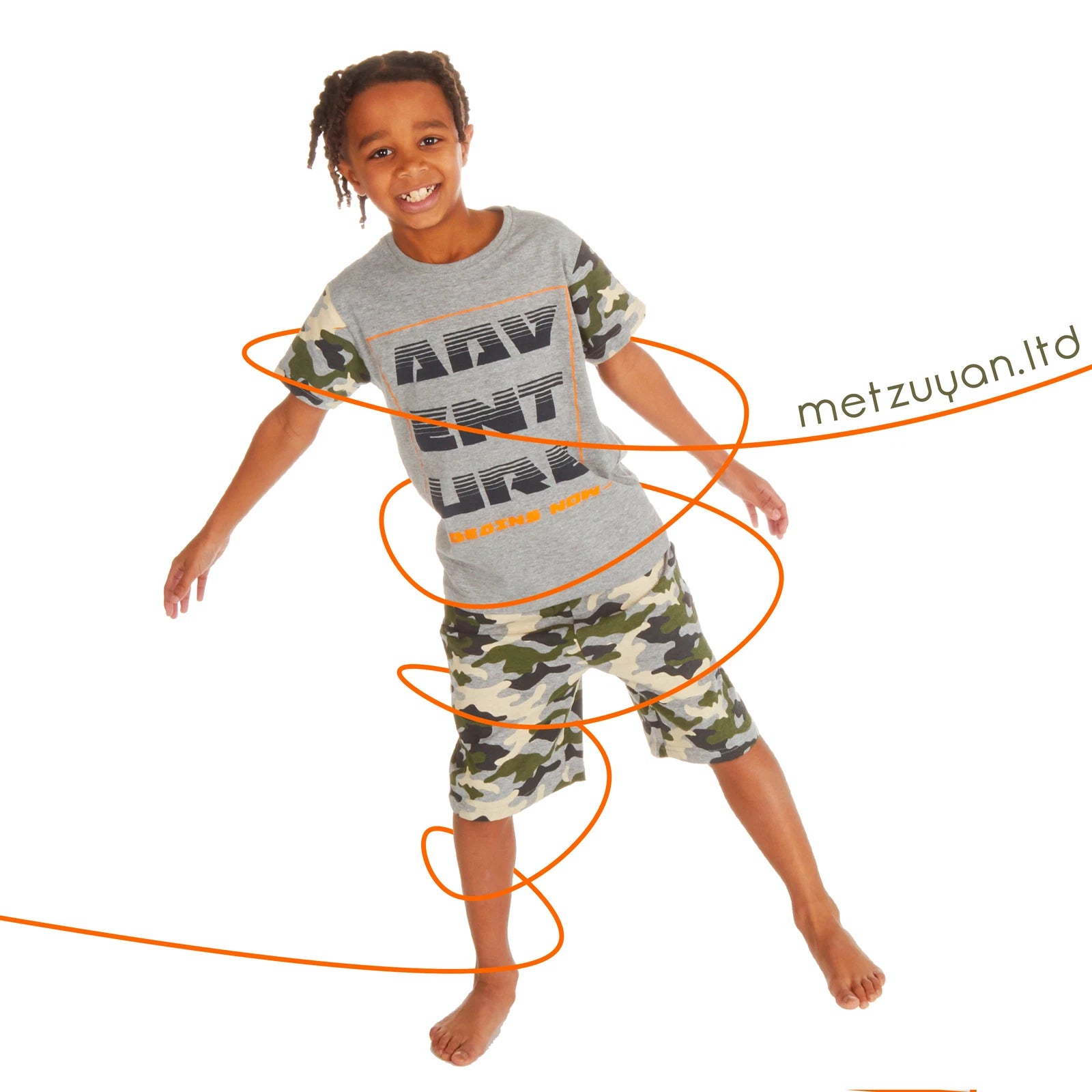 Boys Camo Short Sleeved Pyjama Set Adventure Army Theme Summer PJ's 2-13 Years