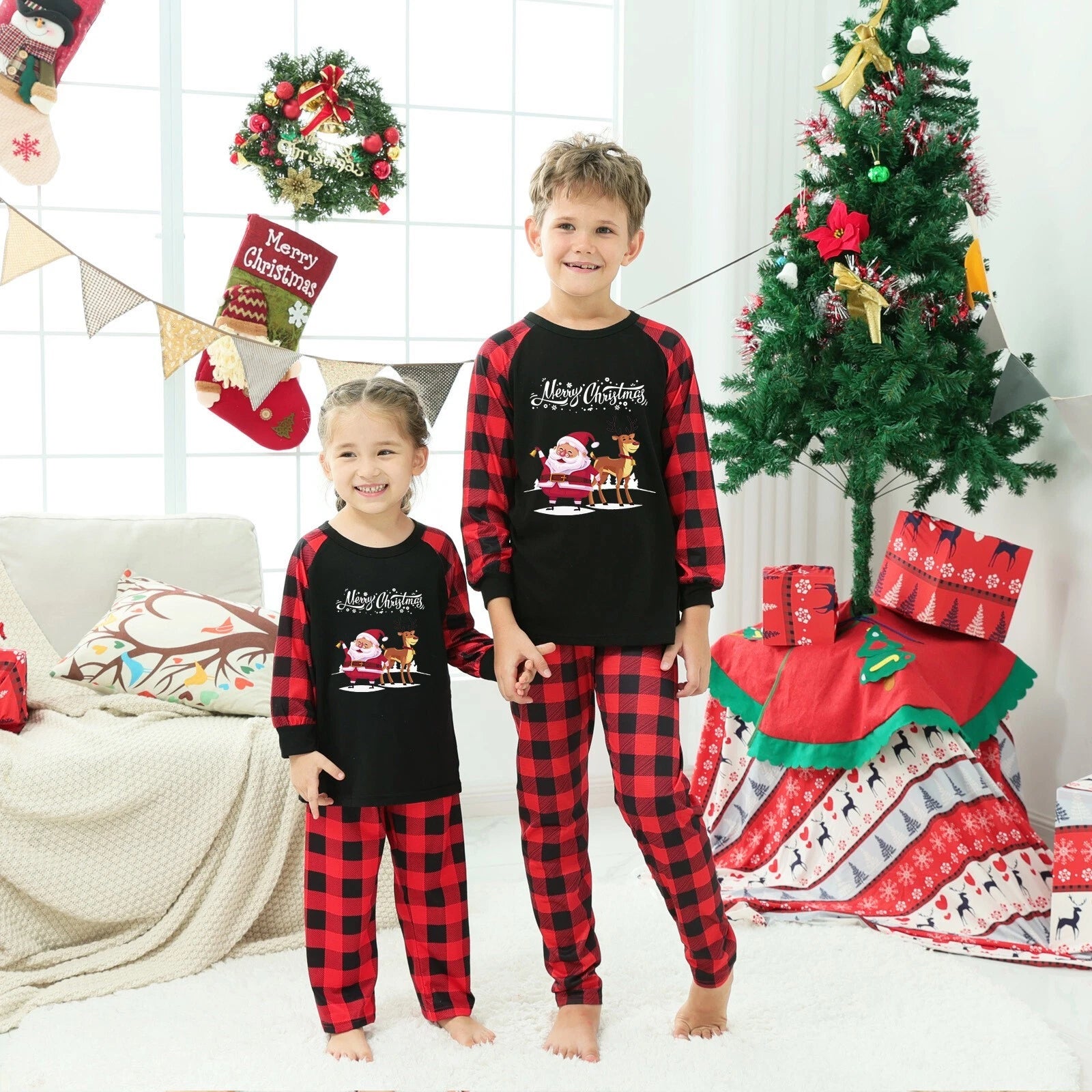 Christmas Family Matching Pyjamas Dog Adult Kids Nightwear Comfy Pajamas Pjs Set