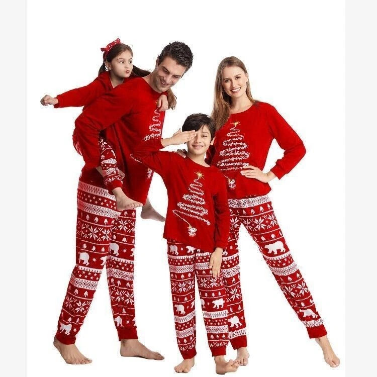 Family Matching Christmas Pyjamas Adult Kids Xmas Nightwear Pajamas Pjs Set