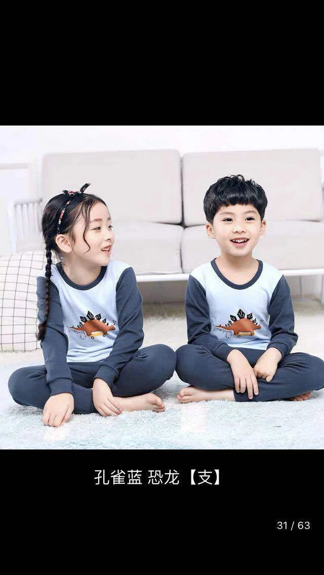 Kids Pajamas Set for Boys/Girls Pjs Baby 100% Cotton Long Sleepwears (dinosaur)