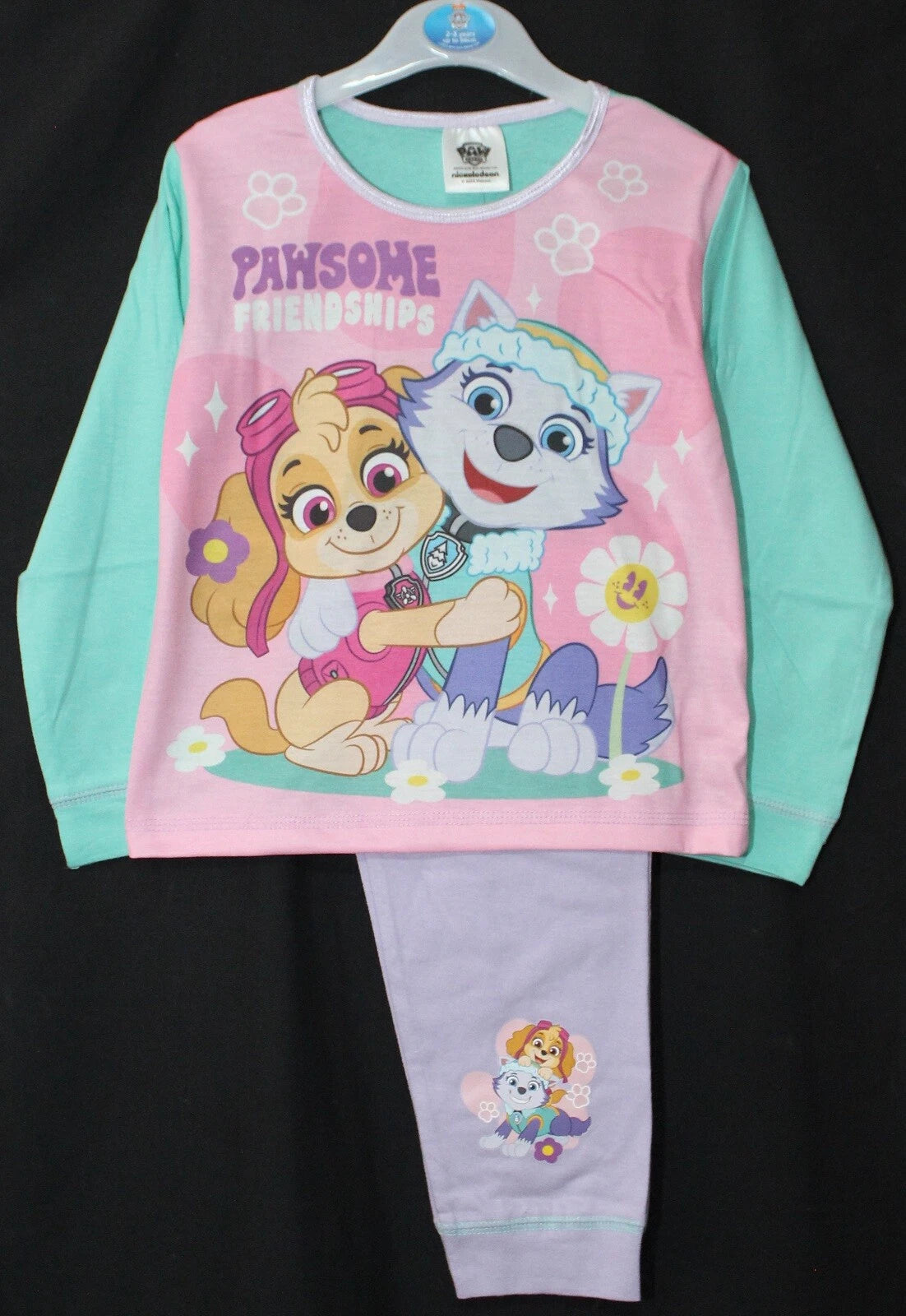 Girls PAW PATROL Pyjamas /Pink SKYE & EVEREST PJs Sizes 18 Months-5 Years