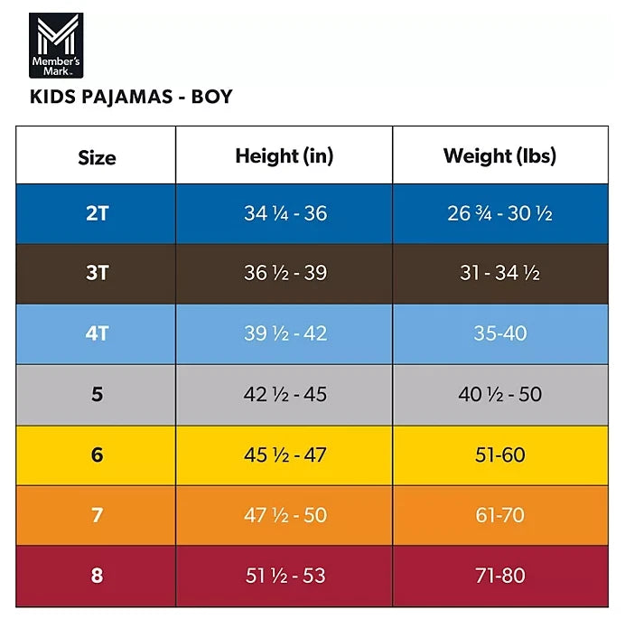 Member's Mark Boys 4-Piece Soft Organic Cotton Pajama