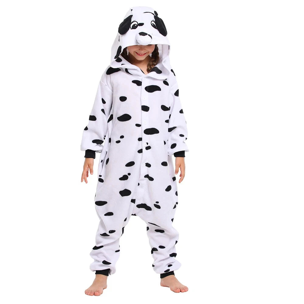 Kids Dalmatian Costumes One-piece Pyjamas Christmas Dog Cosplay Pajama Homewear