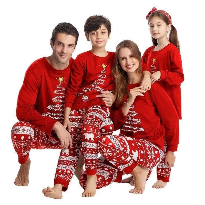 Family Matching Christmas Pyjamas Adult Kids Xmas Nightwear Pajamas Pjs Set