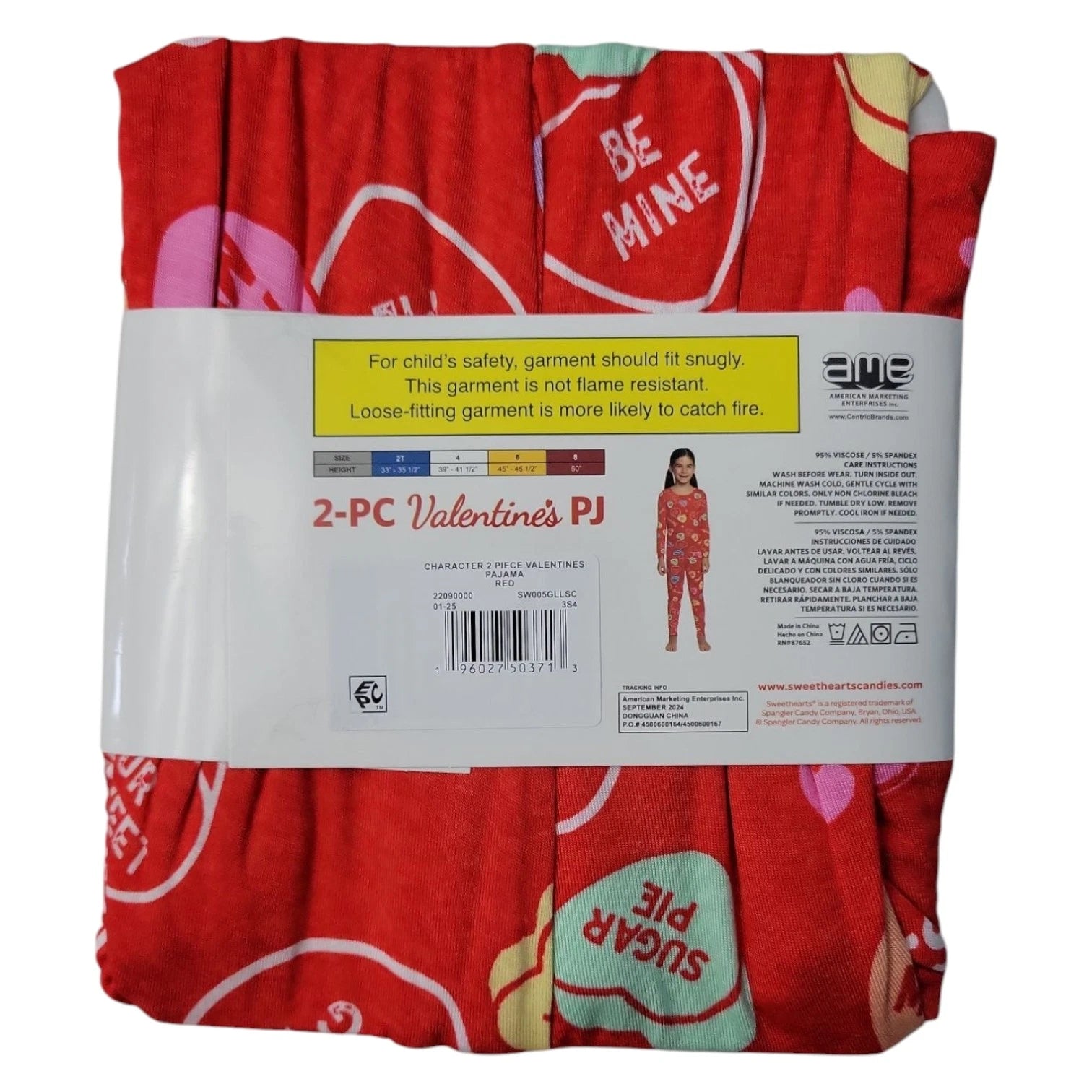 Character Kids 2-Piece Valentines Day Long Sleeve Pajama's