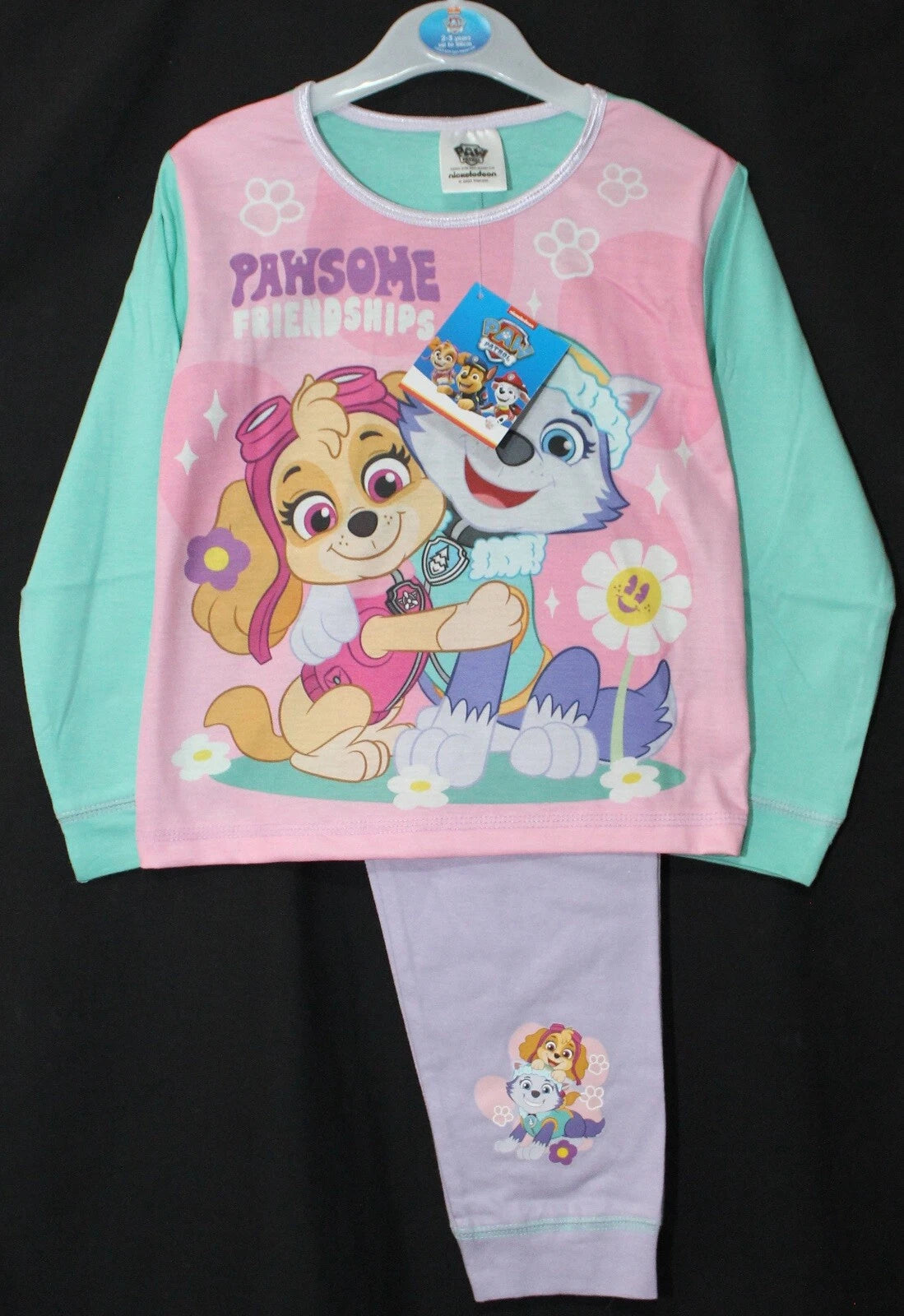 Girls PAW PATROL Pyjamas /Pink SKYE & EVEREST PJs Sizes 18 Months-5 Years