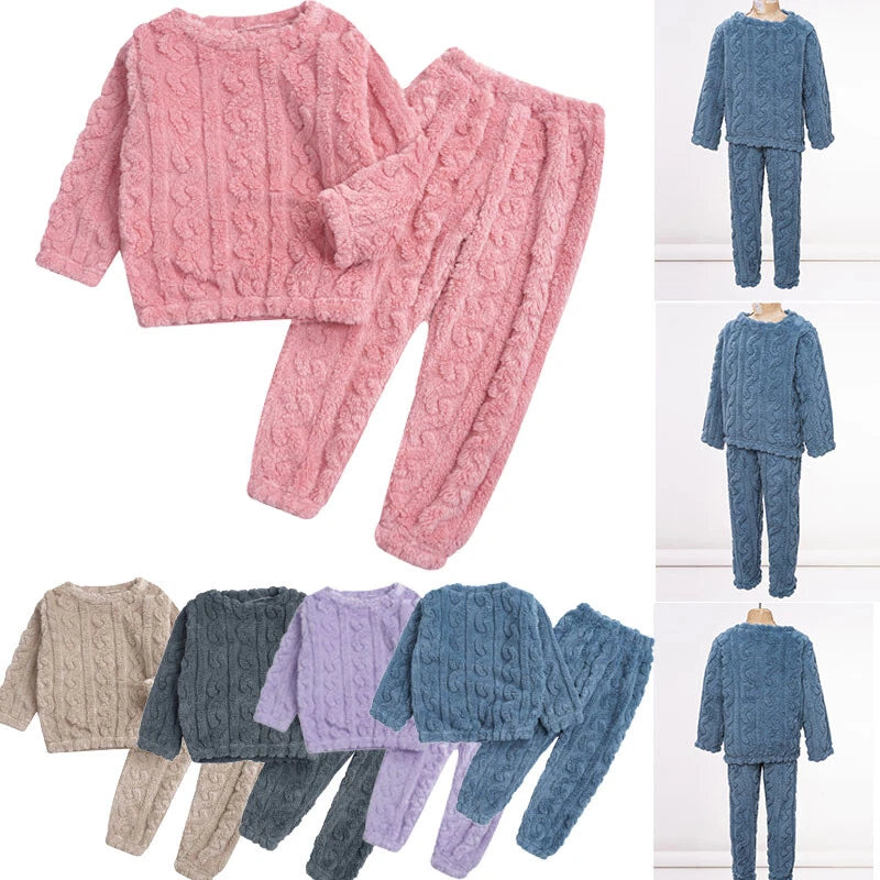 Kids Girls Set Boys Pajamas With Pants Outfits Indoor Winter Thermal Loungewear