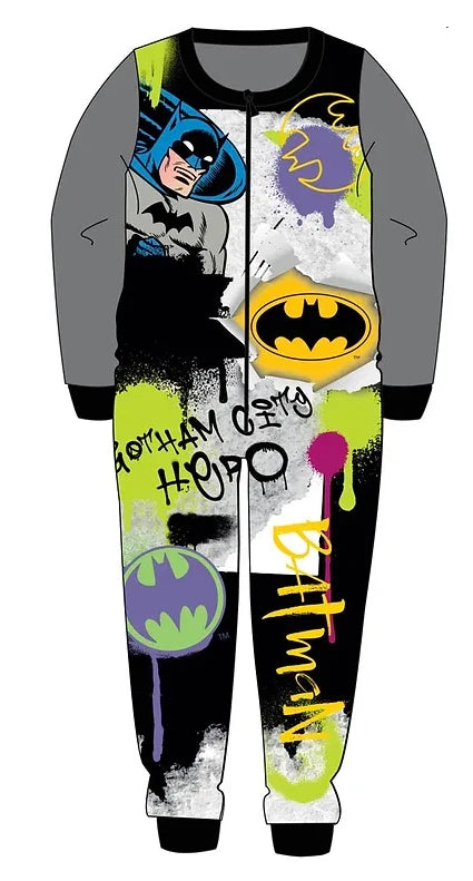 Boys Batman All In One Character Loungewear Kids 1Onesie Pyjamas Onezee Pjs Set