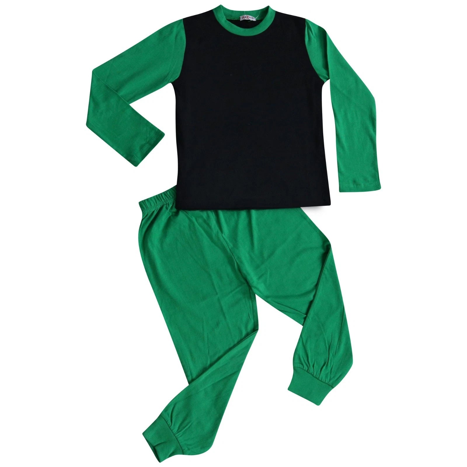 Kids Boys Girls Contrast Color Pjs Plain Stylish Pyjamas Set New Age 2-13 Years