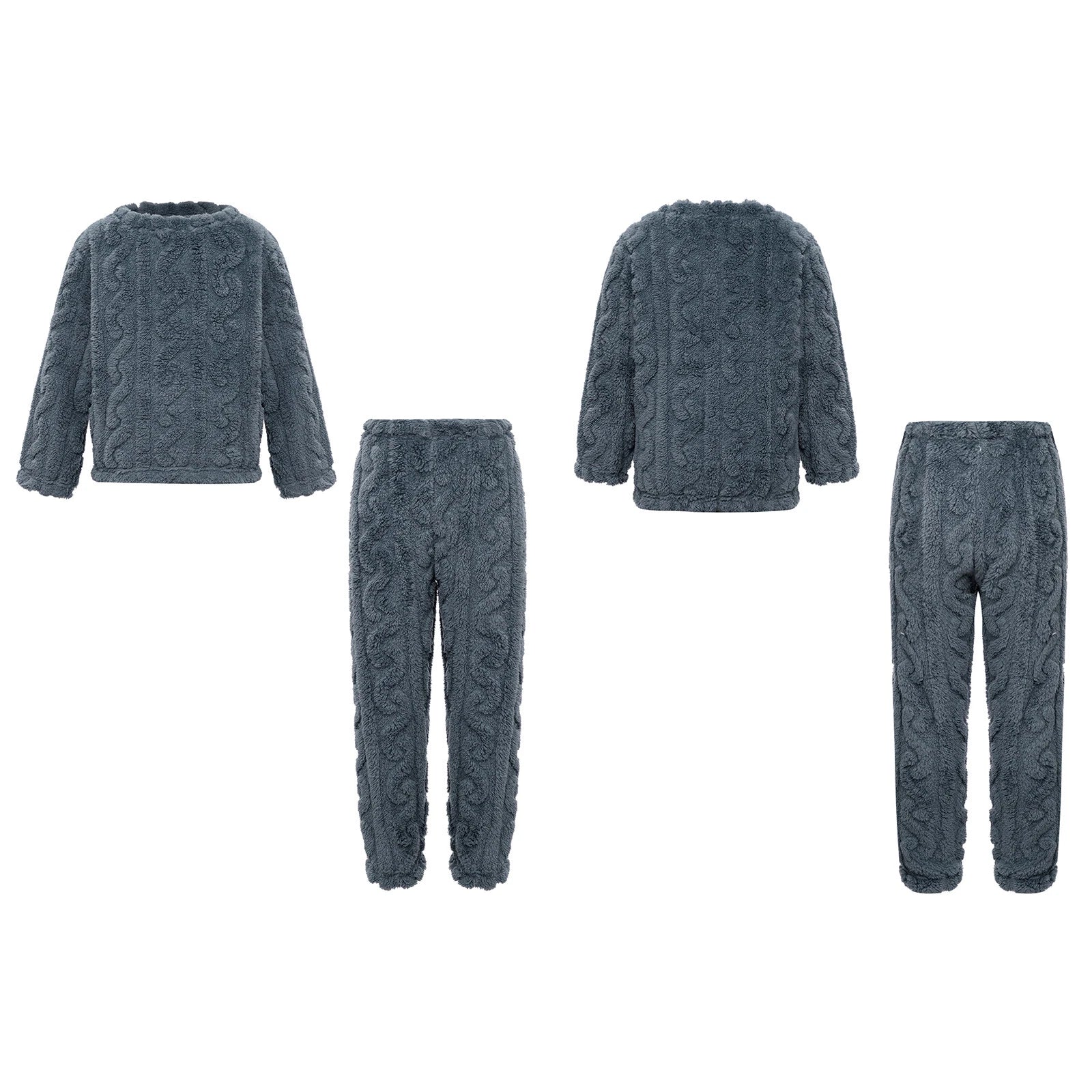 Kids Girls Set Nightwear Outfits Boys Pajamas Warm Winter Homewear Round Neck