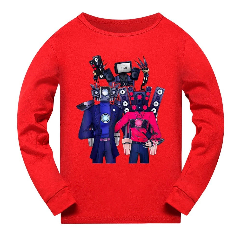 Children's Skibidi Toilet TV Men's Long Sleeve T-shirt Long Pants Pajama Set