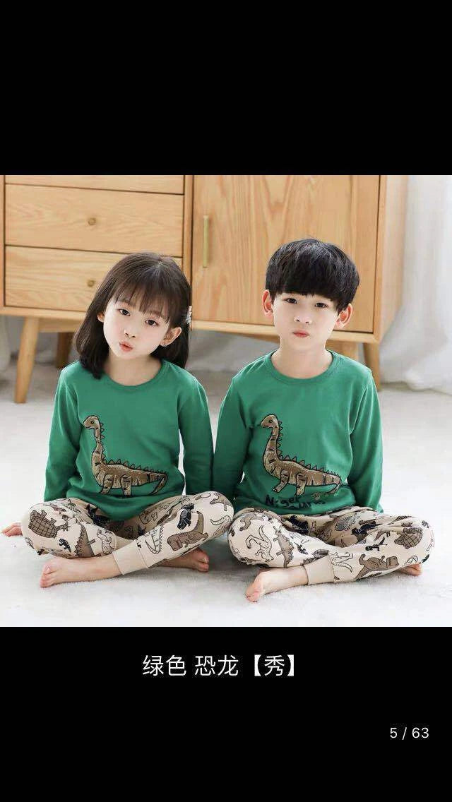 Kids Pajamas Set for Boys/Girls Pjs Baby 100% Cotton Long Sleepwears (dinosaur)