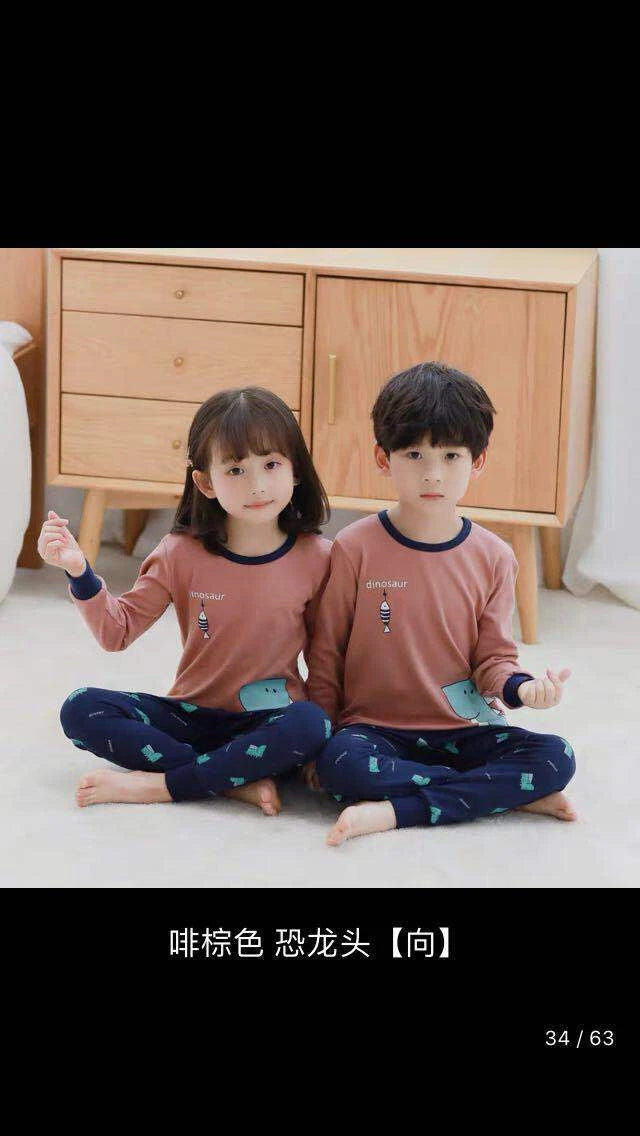 Kids Pajamas Set for Boys/Girls Pjs Baby 100% Cotton Long Sleepwears (dinosaur)