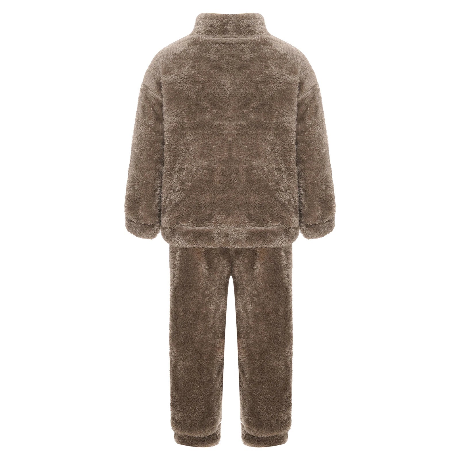 Girl Boy Sleepwear Faux Fur Pajamas Set Trousers Loungewear Buttons Pants Soft