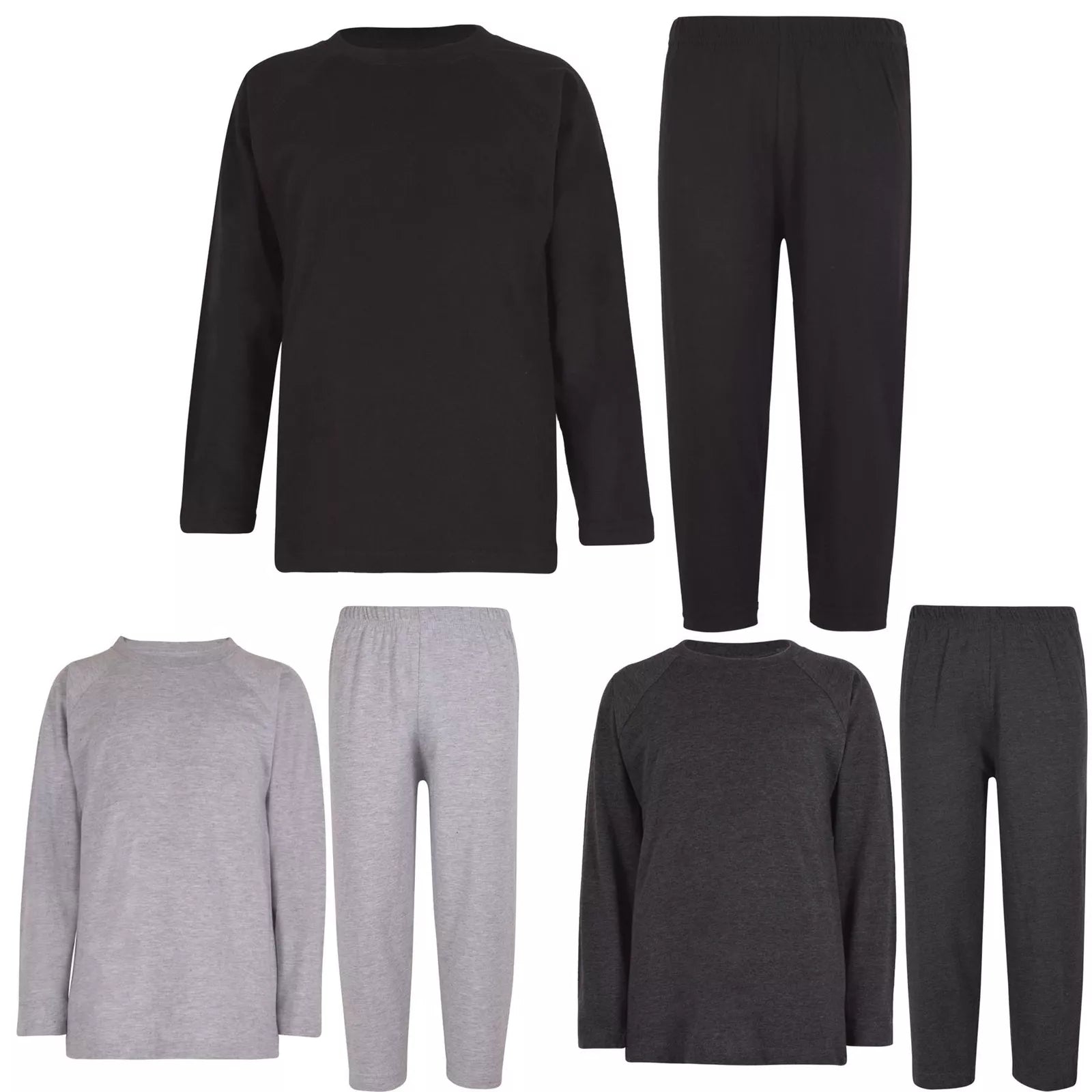 A2Z 4 Kids Girls Boys Raglan Sleeves Plain Pyjamas 2 Piece Comfort Sleepwear Set