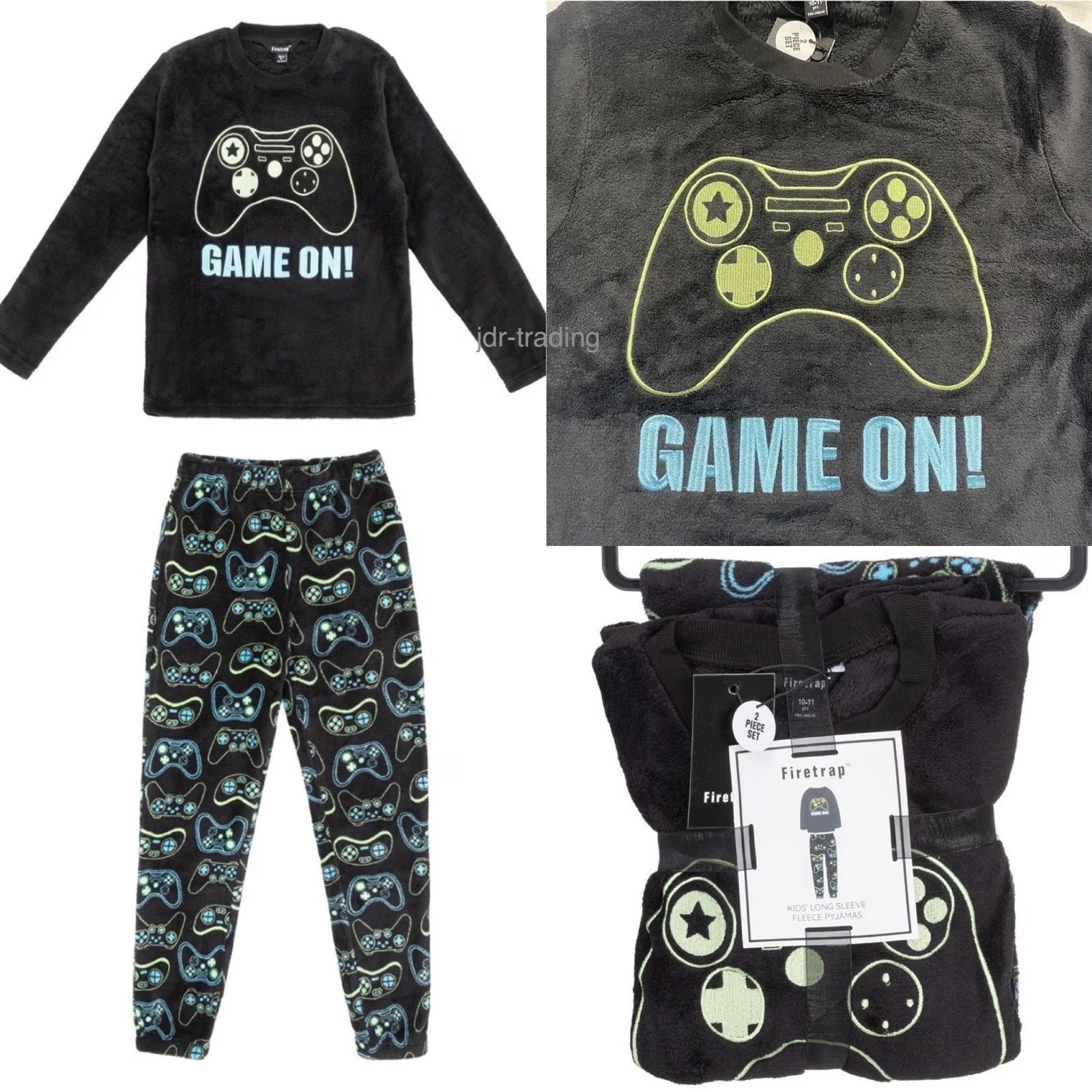 Boys Kids GAMING SOFT FLEECE PYJAMAS GAMER Top & Pants Pjs Set 6-15 Yrs