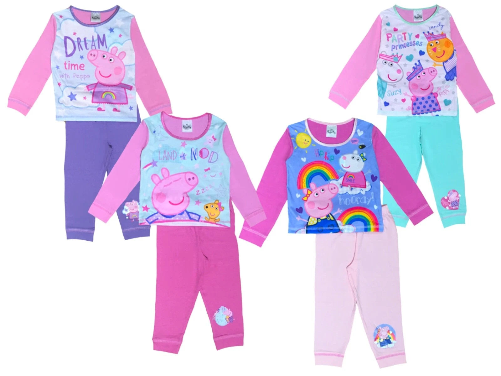 Girls Peppa Pig Toddler / Younger Pyjama Set Pink Size 18m- 5 Years Long Sleeved