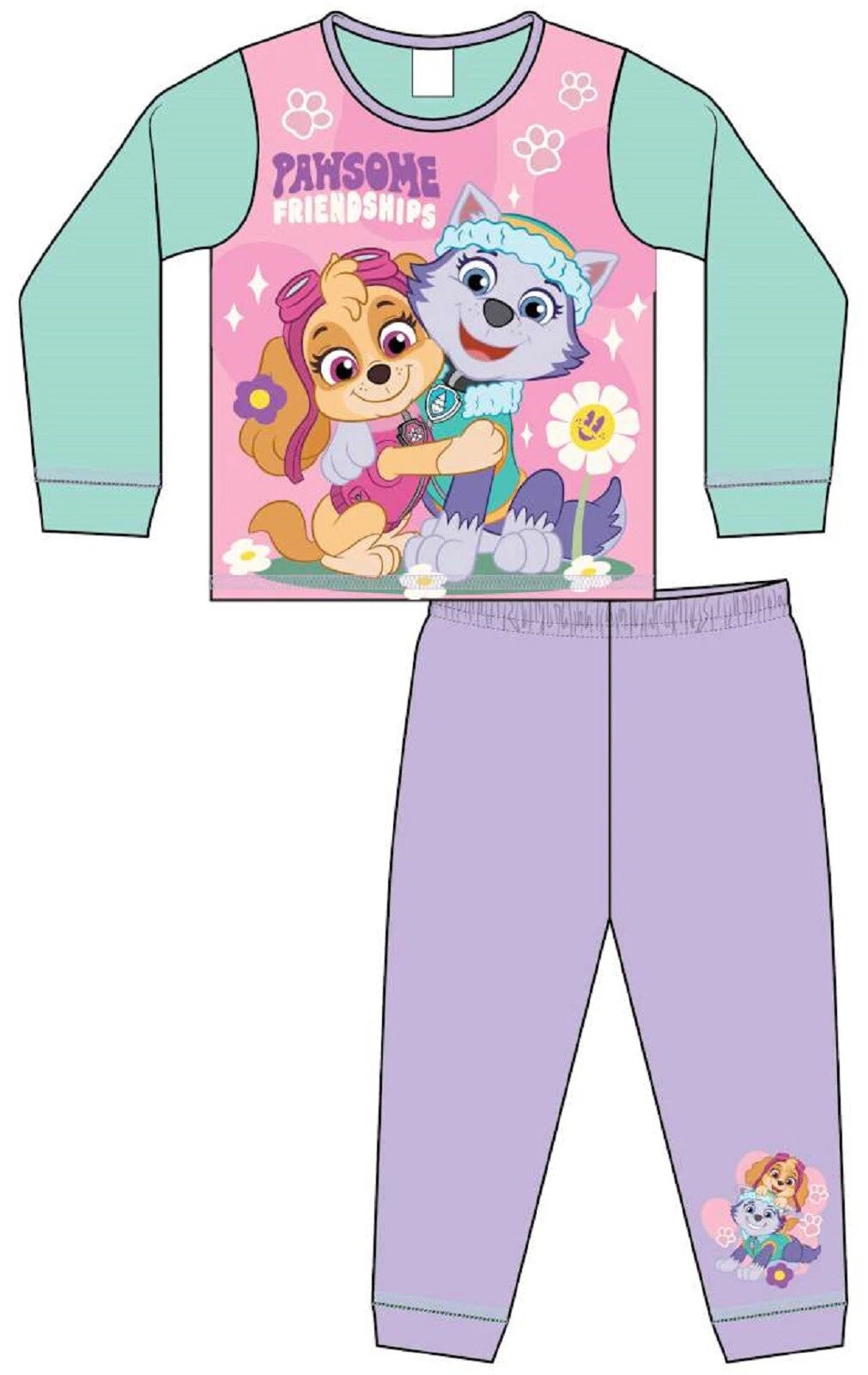 Girls PAW PATROL Pyjamas /Pink SKYE & EVEREST PJs Sizes 18 Months-5 Years