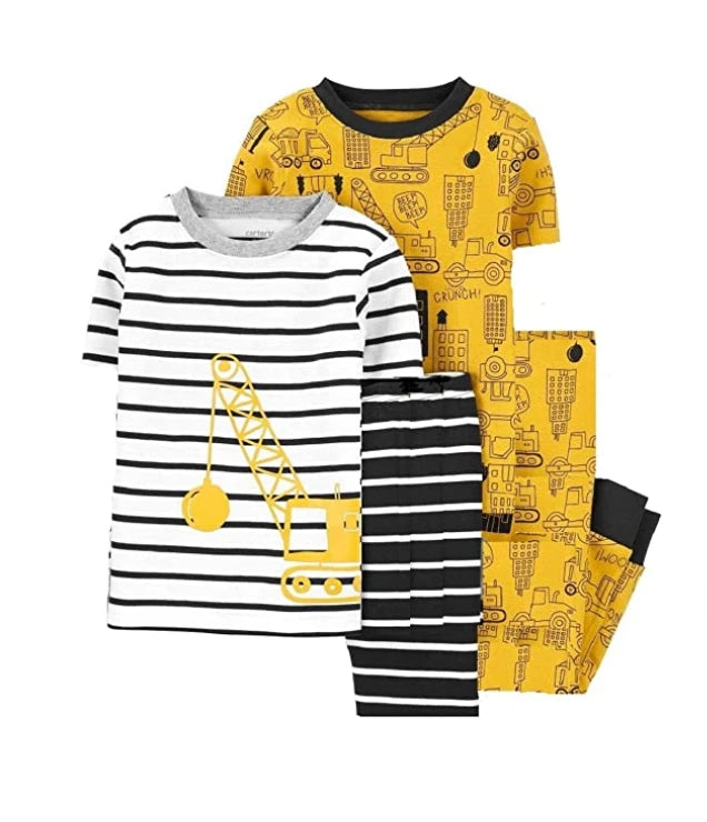 Carter's Kid's 4-Piece Cotton Pajama Construction Top, Pants and Shorts Set ! NR