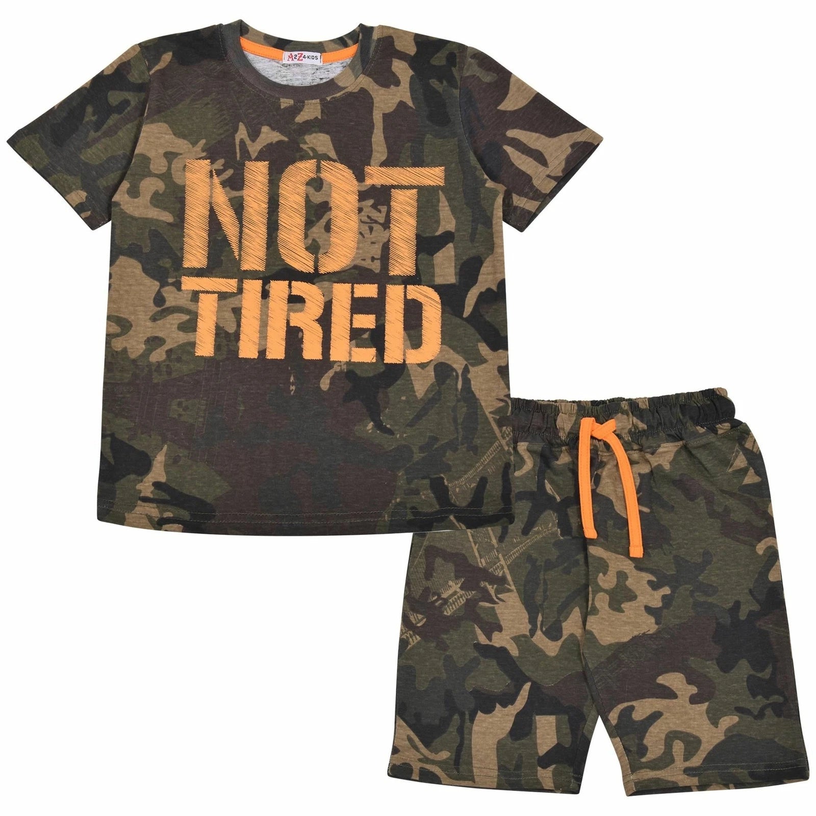 Kids Unisex Girls Boys Camo Green Print Pyjamas Children PJs Shorts Set Age 5-13