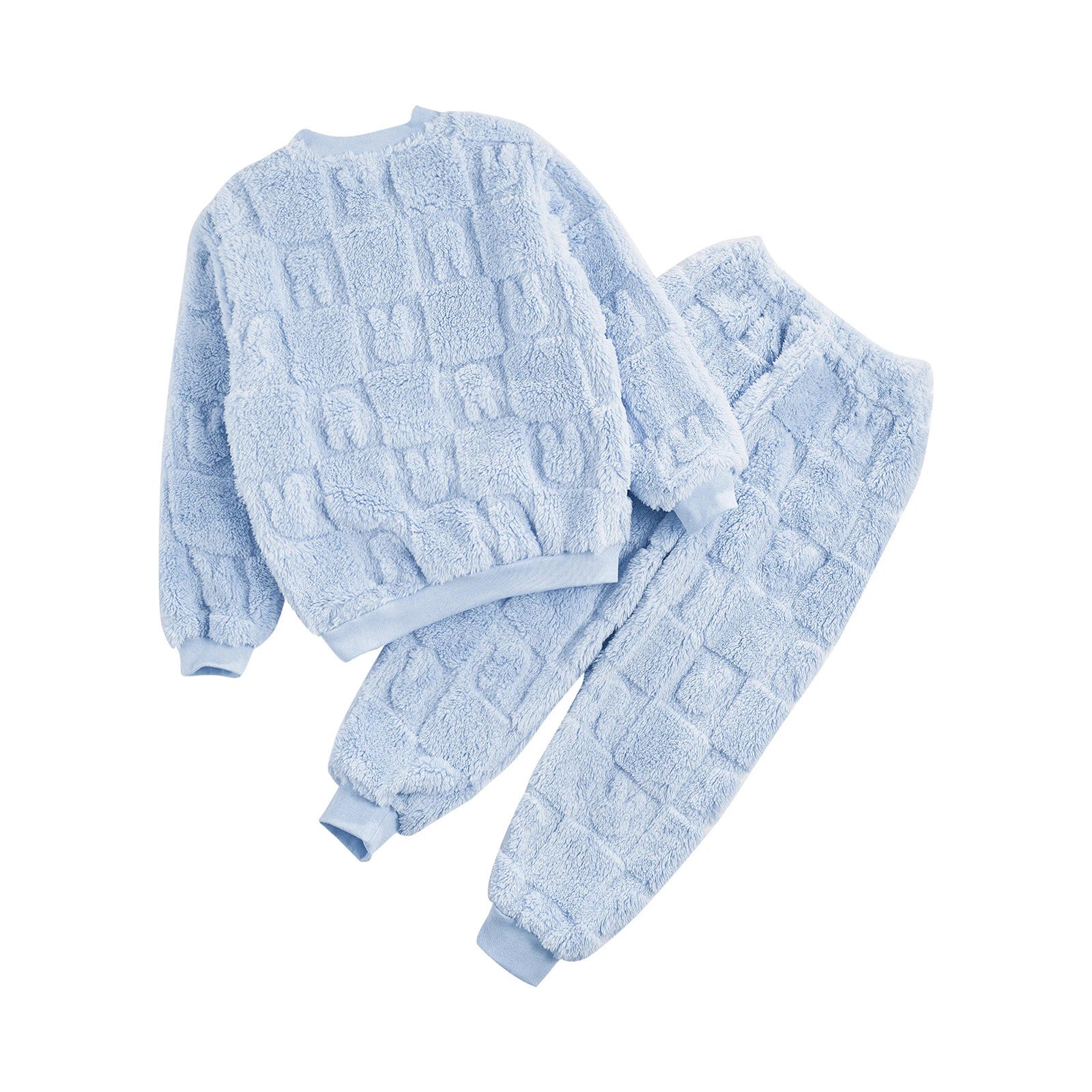 Kids Girls Loungewear Round Neck Top Outfits Unisex Pajamas Set 2Pcs Nightwear