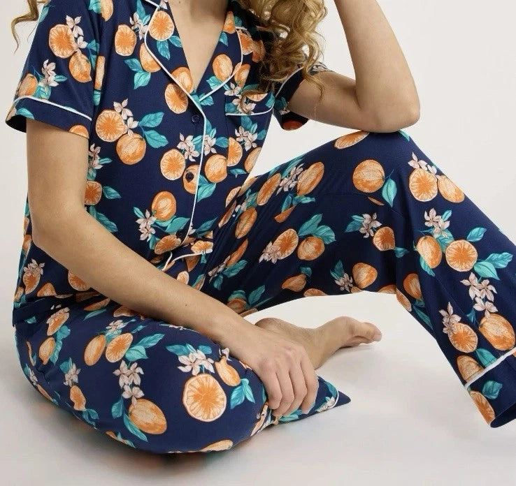 Joyspun Womens Notch Collar & Capri pants Sleep Set, Size S - 3XL