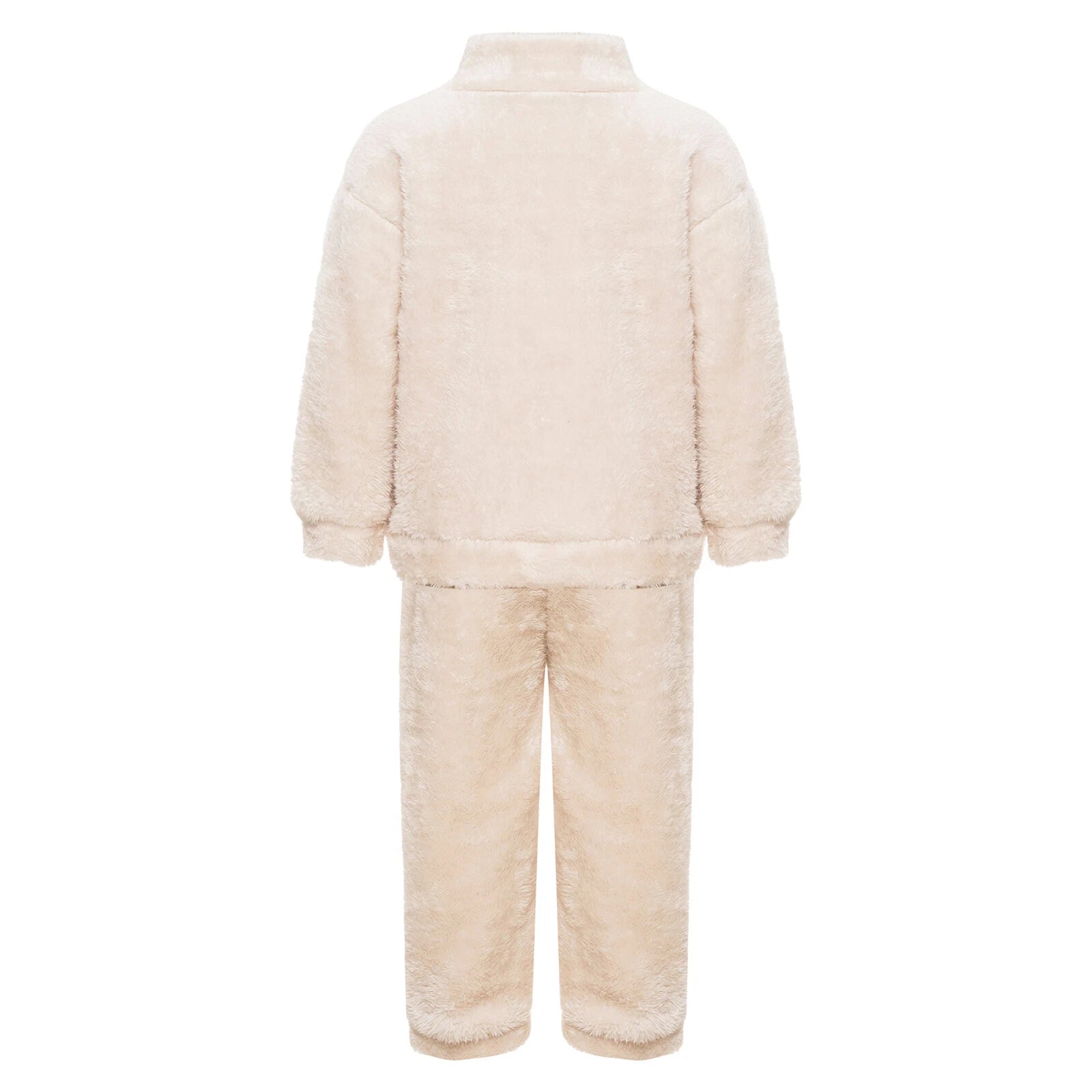 Girl Boy Sleepwear Faux Fur Pajamas Set Trousers Loungewear Buttons Pants Soft