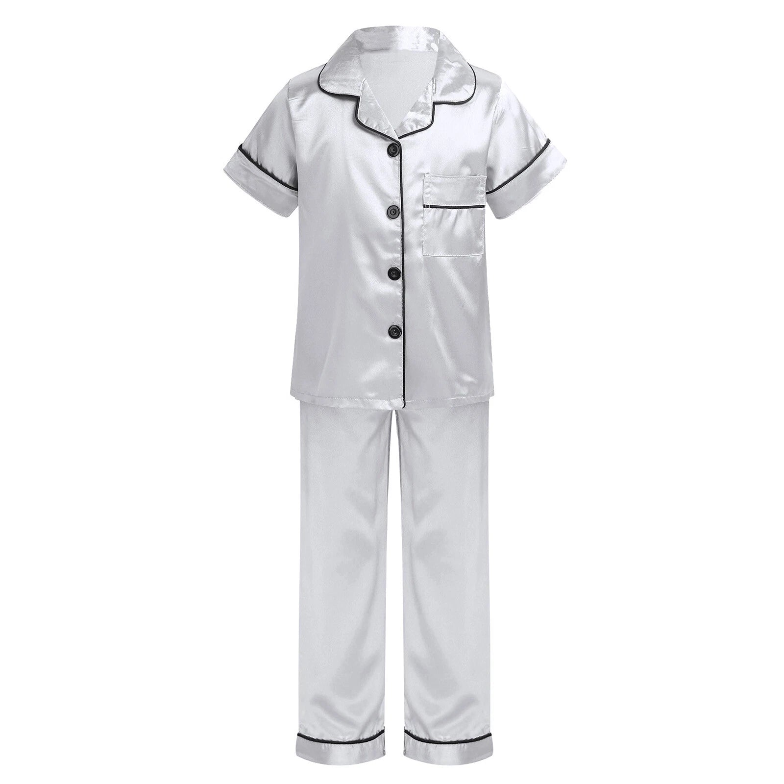 Girl Boy Sleepwear Zipper Pajamas Set Elastic Loungewear Outerwear Nightwear