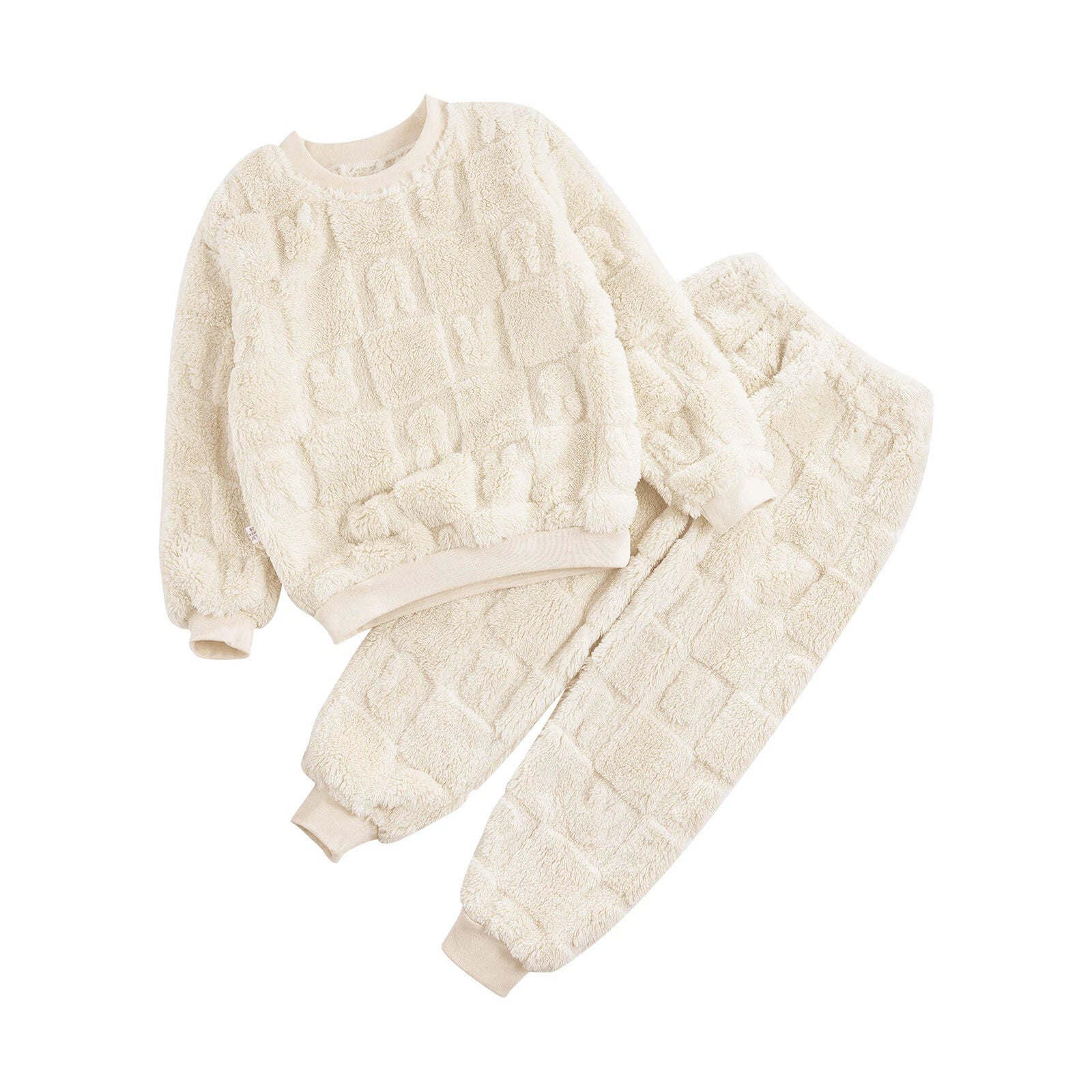 Kids Girls Loungewear Fall Pajamas Set Soft Outfits Solid Color Nightwear 2Pcs