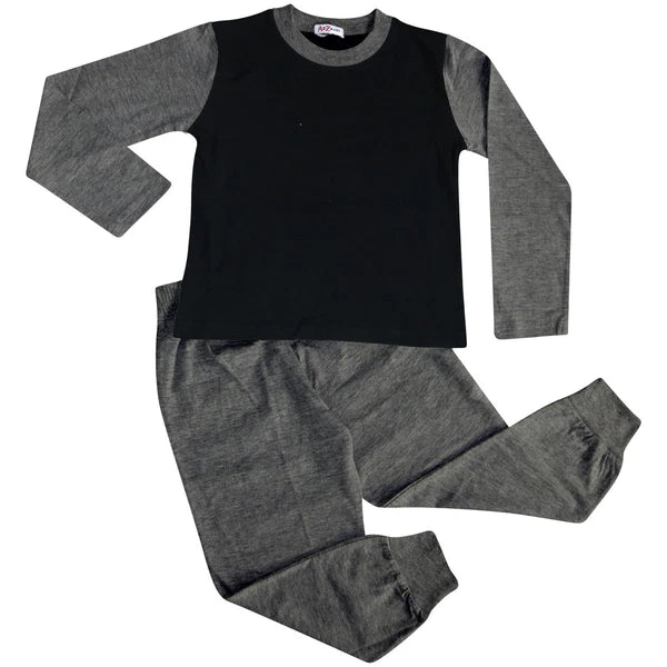 Kids Boys Girls Contrast Color Pjs Plain Stylish Pyjamas Set New Age 2-13 Years