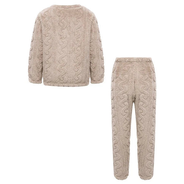 Kids Girls Set Nightwear Outfits Boys Pajamas Warm Winter Homewear Round Neck