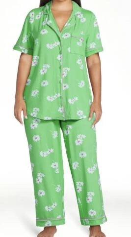 Joyspun Womens Notch Collar & Capri pants Sleep Set, Size S - 3XL